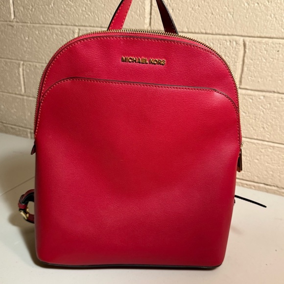 Michael Kors Handbags - Michael Kors Red Leather Backpack with Dome Design